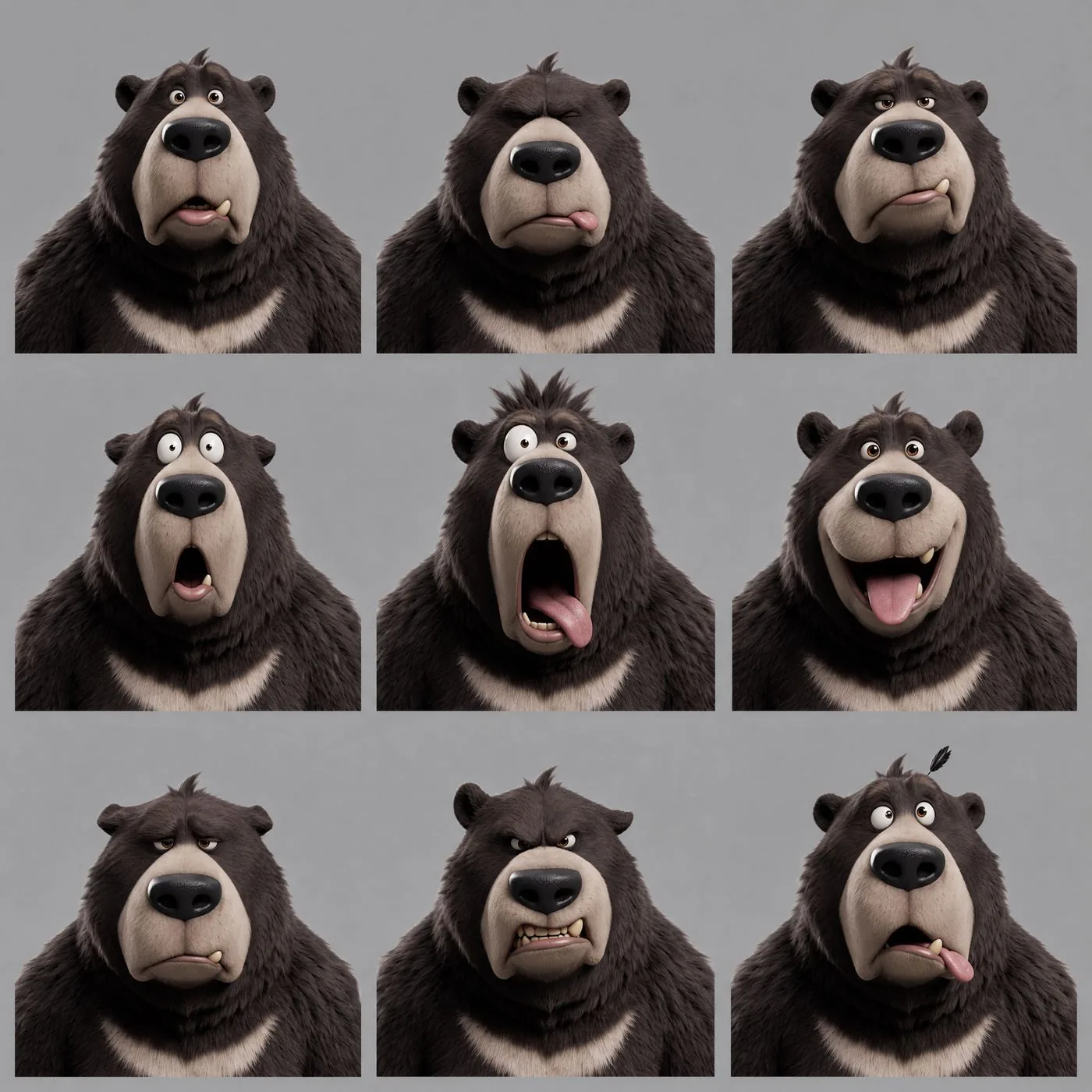 Planche d'expressions de l'ours